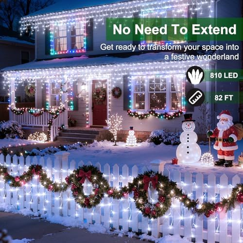 810 LED 82FT Christmas Lights Outdoor, 180Drops Icicle Lights with 12 Modes - Image 2