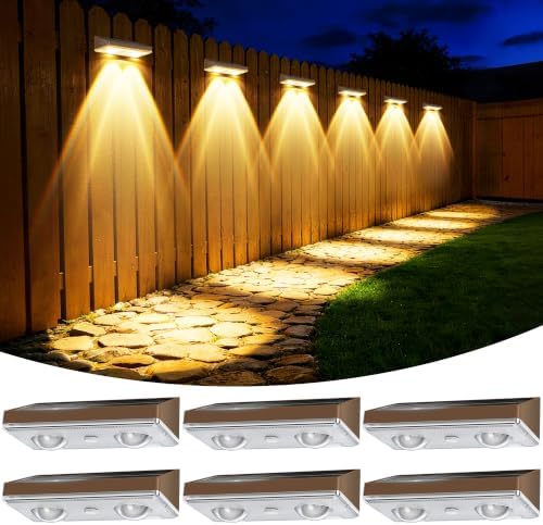 Solar Fence Lights Outdoor, 6 Pack Fence Lights Solar Powered by Unknown