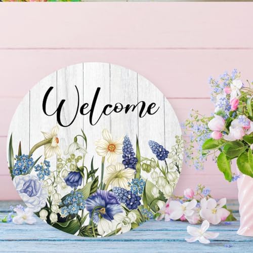 Welcome Spring Sign for Front Door, Spring Narcissus front Porch Decor, Seasonal Floral Wooden Hanging Decor for Spring Summer Farmhouse Home Outdoor and Indoor - Image 6
