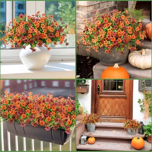 Homsunny Artificial Fall Flowers for Outdoor Planters Fake Mums Home Decor - Image 4