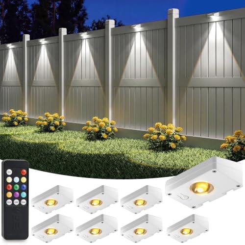 VOLISUN Solar Fence Lights with Remote Control, 8 Pack Vinyl Solar Lights by VOLISUN