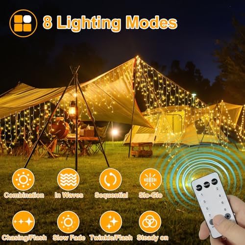 400 LED Warm White Icicle Christmas Lights, 38.8FT, Remote, Timer, 8 Modes - Image 2