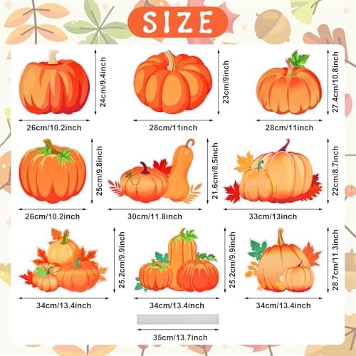9-Pack Pumpkin Yard Signs with Stakes - 9 Assorted Designs 12 x 9.6 Inches Large Pumpkin Signs for Outdoor Garden and Lawn Decorations for Fall Autumn, Halloween, and Thanksgiving Harvest Party Favor - Image 2