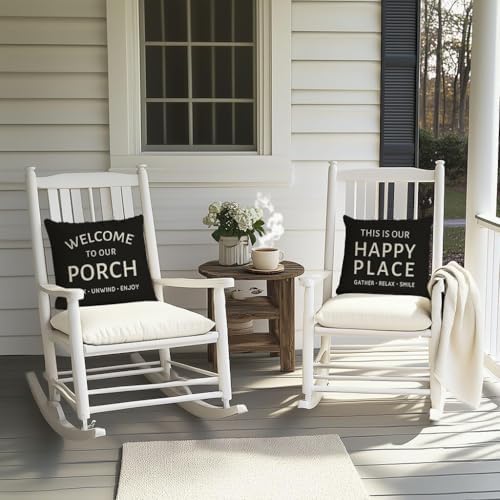 Outdoor Decorative Throw Pillow Covers 16x16 Inch Set of 2, Black - Image 2