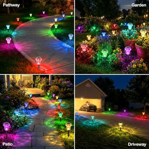 Solar Lights Outdoor 8 Pack Color Changing Mushroom Garden Lights - Image 5