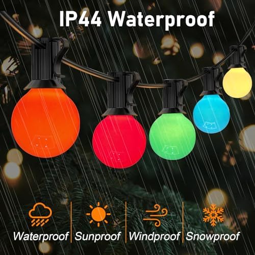 GOOTHY 25Ft Outdoor Multicolor Christmas Lights, G40 Globe Patio String Lights with 27 Ceramic Colorful Bulbs(2 Spare), Outside Christmas Lights for Holiday Party Backyard Decor - Image 4