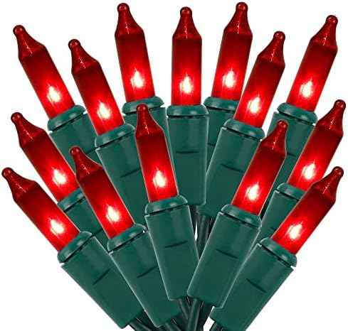 LJLNION Valentines String Lights, 150 Count 33 FT Incandescent Mini Green Wire Christmas Fairy Light, 120V UL Certified Connectable Tree Lights for Patio, Holiday, Party, Outdoor Indoor Decor, Red by LJLNION