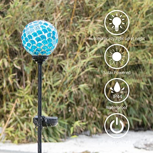 VCUTEKA Decorative Solar Garden Lights, 3.5" Mosaic Globe Outdoor Stake - Image 6