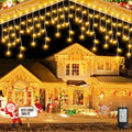 106 FT Christmas Lights Outdoor, 972 LED Waterproof Outside Christmas Lights Plug in, Connectable 8 Modes Hanging Fairy Lights with 216 Drops for House Eaves Yard Patio Wedding Decoration, Warm White by JIXXULVU