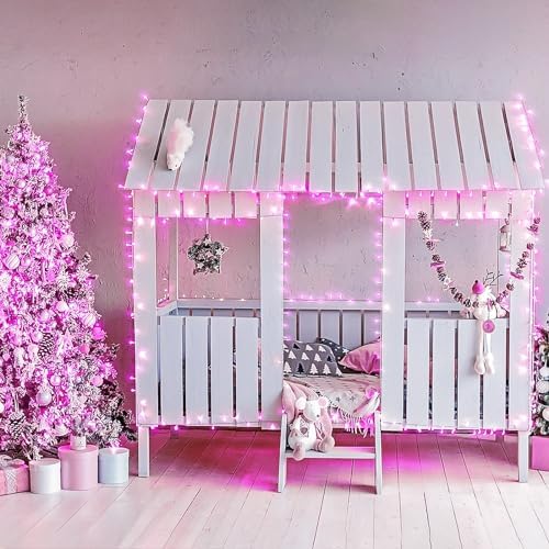 JMEXSUSS Connectable 8 Modes 33ft 100 LED Pink Christmas Lights - Image 3