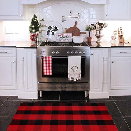 Christmas Door Mat Outdoor 24"x51"Buffalo Plaid Christmas Decor Rug Cotton Hand-Woven Layered Door Mats Washable Carpet for Front Porch, Kitchen, Farmhouse, Entryway - Image 5