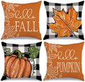 GEEORY Fall Pillow Covers 18x18 Set of 4 Buffalo Check Pumpkin Home Decor by GEEORY