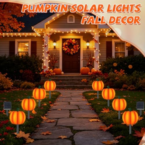 2Sets 4-in-1 Pumpkin Solar Lights Outdoor Halloween Decor Fall Stake Lights - Image 6