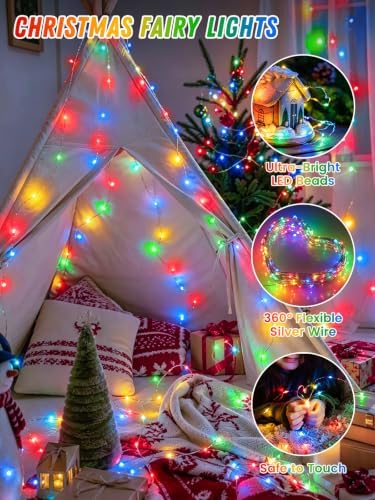 4 Pack 60 LED Fairy Lights Battery Operated with Timer, 20 FT Multicolor - Image 2
