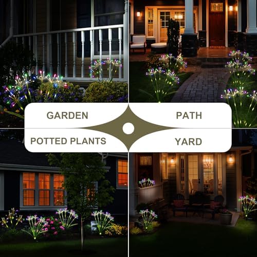 Garden Decor Solar Outdoor Lights, Waterproof Solar Powered Garden Decorative Lights for Christmas Outside Yard Pathway Flowerbed Planter Balcony Patio Gravestone Decor 4-Pack, Multicolor - Image 4