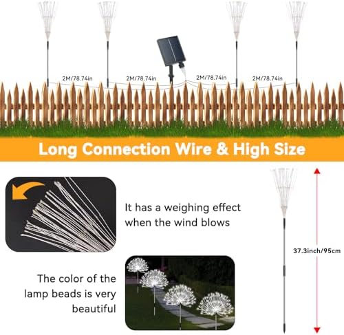 Slyuexu Solar Garden Lights Outdoor Waterproof, 4 Pack Total 480 LED - Image 4