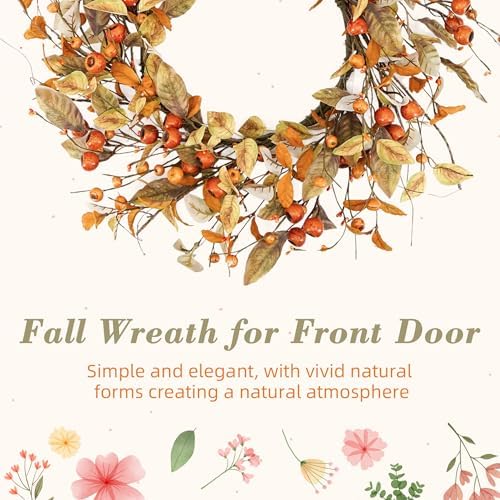 YNYLCHMX 20" Fall Wreath for Front Door, Eucalyptus and Berry Decor - Image 4