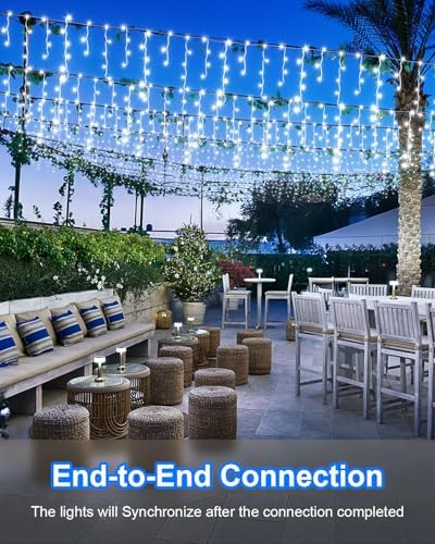 Cool White Christmas Lights Outdoor,2 Pack 53FT 486 LED Plug in Waterproof Christmas Lights for Outside, Timer & Memory, 8 Modes Hanging Fairy Light for Wedding Decorations House Eaves Yard Patio - Image 4