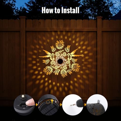 Solar Decorative Mandala Lights 2 Pack, Solar Fence Wall Lights Outdoor - Image 3
