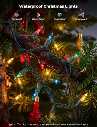 Multi-Colored Christmas Lights, 40FT 200 Count Incandescent Mini String Lights, Connectable Waterproof Fairy Light Christmas Decorations for Indoor Outdoor Xmas Tree Garland Garden Patio Party Decor - Image 5