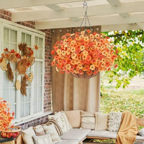 AGIRL 2 Set Fall Artificial Hanging Flowers with Baskets for Outdoors - Image 5