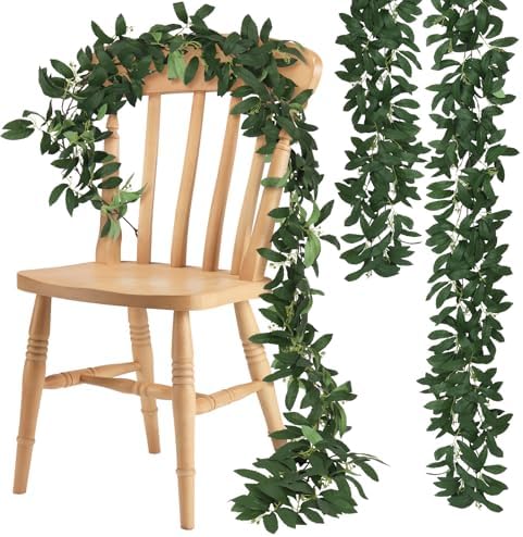 RECUTMS Artificial Olive Leaves Vine Garland with Berry 2Pcs 6.2Ft Silk Ivy by RECUTMS