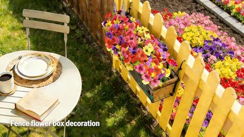 16 Bundles Summer Artificial Flowers Bundies Bulk UV Fake Flowers for Garden Pots Yard Outdoor Porch Home Decor, Colorful Faux Wildflowers Plastic Plant for Outside - Image 4