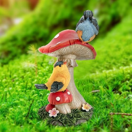 Bird garden statue Mushroom Figurines Outdoor Garden Decor for Patio Yard - Image 4