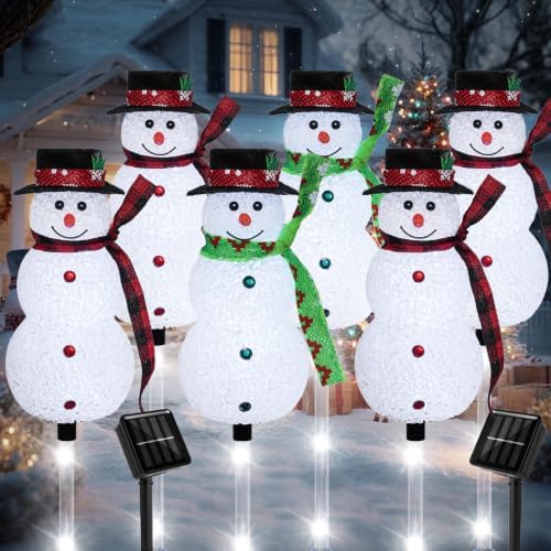Christmas Snowman Solar Pathway Lights Outdoor Decorations, 6 Pack by TAILERRI