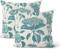 Aqua Teal Pillow Covers 18x18 Inch 2 Pcs Boho Vintage Floral Decor Throw Pillows Hydrangea Flower Summer Outdoor Farmhouse Neutral Accent Decoration Pillowcase Linen Cushion Cover for Sofa by DAFENA