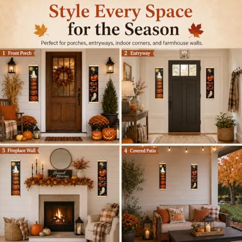 Trick or Treat Halloween Door Banner Set of 2, Ghost Porch Decor for Home - Image 4