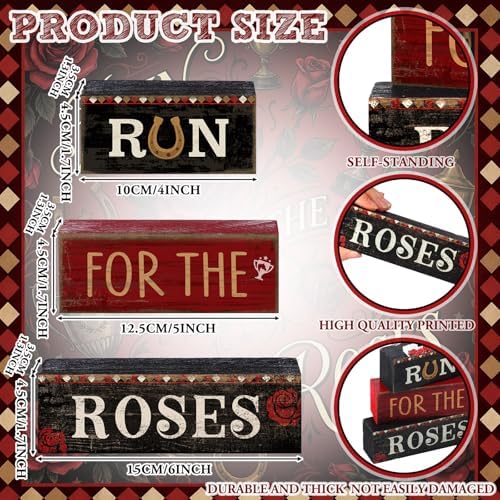 Yuntau 4 Pcs Derby Day Horse Centerpieces Wooden Table Signs Racing - Image 3