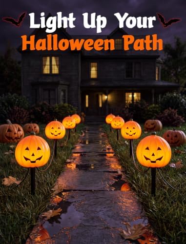Halloween Pumpkin Pathway Lights, 4 Pack LED Yard Stake Lights Decor - Image 5