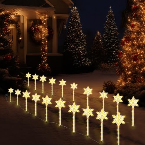 20 Pack Snowflake Solar Christmas Pathway Lights - Image 5