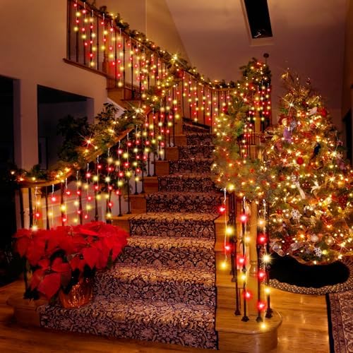 33FT Christmas Lights Outdoor, 400 LED Outdoor String Lights Waterproof Plug in with 8 Modes & Timer, Christmas String Lights for Tree Party, Garden, Holiday Decorations（Red+Warm White） - Image 6