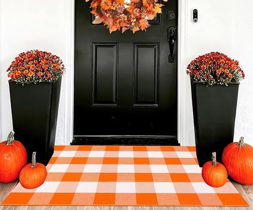 Fall Layered Doormat 27.5"x43.3",Orange and White Halloween Outdoor Rug - Image 7