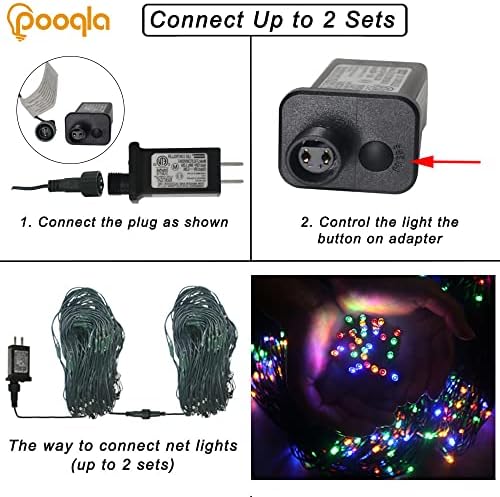 Pooqla Colorful Net Lights, 21x 5ft Christmas Lights Outdoor Green Wire - Image 5