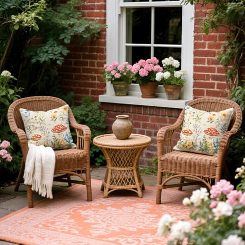 Waterproof Outdoor Pillow Covers 18x18 Inch Set of 2 Summer Spring Floral Throw Pillow Covers Spring Outdoor Decor for Patio Furniture Garden Sofa - Image 3