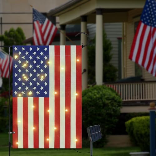 Lighted American Garden Flag 12 x 18 Inch Double Sided Burlap Led 4th of July USA Garden Flag for Independence Day Party Yard Outdoor Decoration - Image 5