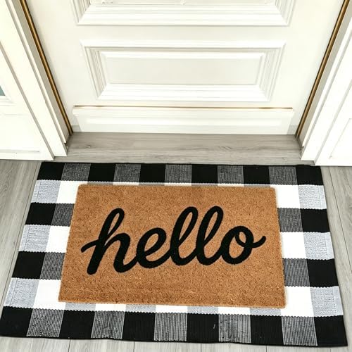 Fall Decor Buffalo Plaid Outdoor Rug 27.5" x 43" Black and White Checkered Area Rug Washable Doormats Indoor Outdoor Rugs for Layered Front Door Mats, Porch, Entryway, Kitchen, Farmhouse - Image 6