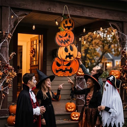 Weysat Vintage Halloween Pumpkin Porch Sign, 32 x 15 in Jack-o-Lantern - Image 5