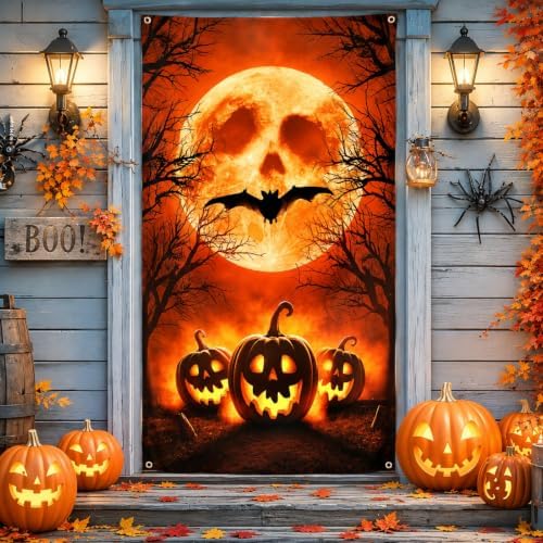 Halloween Door Cover, Horror Halloween Door Decorations for Front Door by Govpy