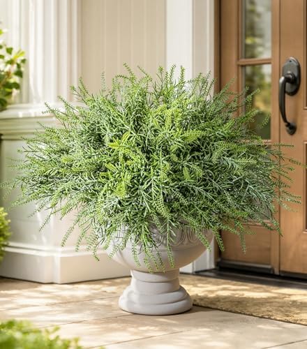 Artificial Faux Outdoor Plants for Spring Summer Decoration, 10 Bundles Fake Plastic Grass UV Resistant Look Real Fake Plants for Planter Outside Front Door Porch Patio Balcony Garden Indoor Yard Urn by Ivydale