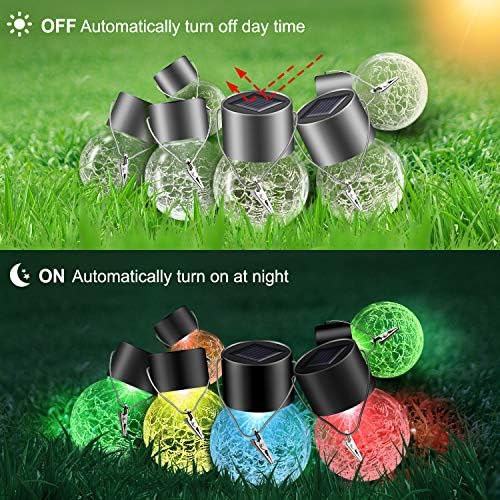 32 Pack Hanging Solar Lights Outdoor Decorative, Waterproof Solar Globe Lantern with Handle and Clip, Solar Powered Cracked Glass Ball Lights for Garden Yard Patio, Fence Tree Umbrella, Holiday Décor - Image 2