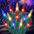 Hopolon Red White and Blue Mini Lights,2PACK Total 100Count 26FT,Green Wire by Hopolon