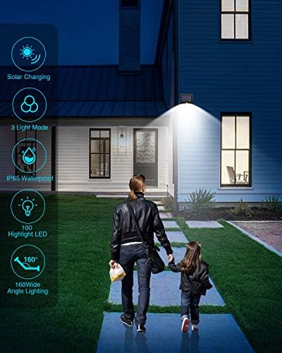 4 Pack Solar Motion Lights Outdoor, 3 Modes/100LED Solar Security Wall Lights Outdoor Wireless IP65 Waterproof for Front Door, Backyard, Garage, Deck - Image 6