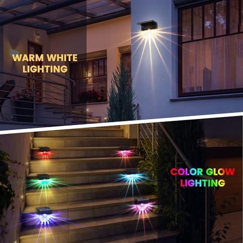 Solar Deck Lights 4 Pack Waterproof Solar Step Lights Outdoor Stair Lights Solar Fence Lights Outside Decor for Backyard Garden Deck Fences Wall Patio Steps Stairs Porch - Image 2