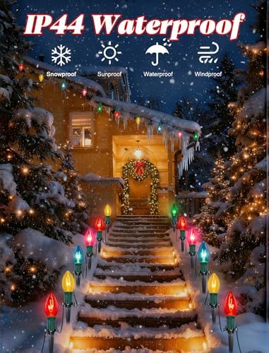 Christmas Pathway String Lights Outdoor, 38FT C9 Multicolor Pathway Lights - Image 4