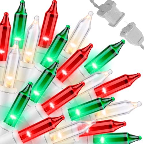 LAMPHOME Super-Bright Extendable Red Green Clear Christmas Lights Decoration 100Lights 19.6ft UL Certified Mini Bulb String Lights for Outdoor Christmas Tree Garden Patio Wedding Decor by ULL