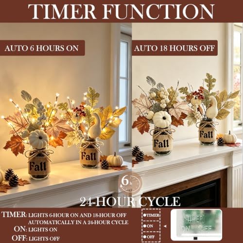2 Pack 13.5 Inch Fall Decor Fall Trees Table Centerpieces with 20 LED Timer - Image 2